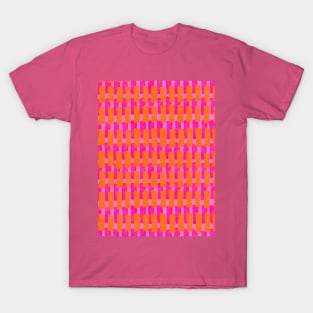 Hot Pink and Orange Geometric Layers Pattern T-Shirt